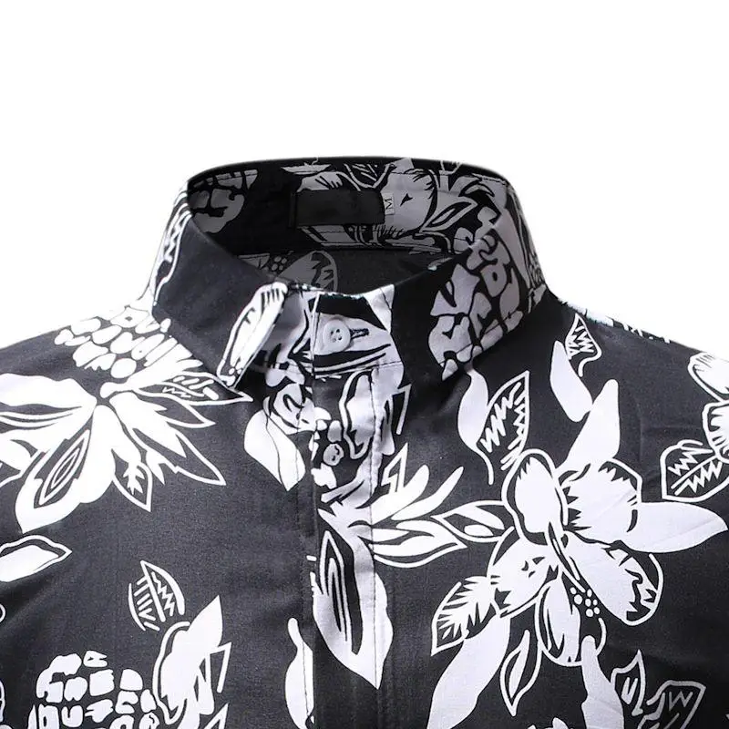 

Men's Shirt Fashion Flower Hawaiian Shirt Mens Clothing Slim Casual Blouse Men Floral Short Sleeve camisa social