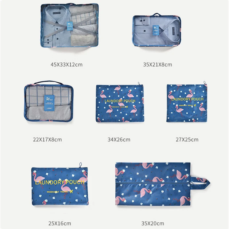TLDGAGAS Unisex Portable Travel Storage 7 sets Bags Clothes Shoes Packing Organizers Cosmetic Toiletry Pouch Luggage Accessories