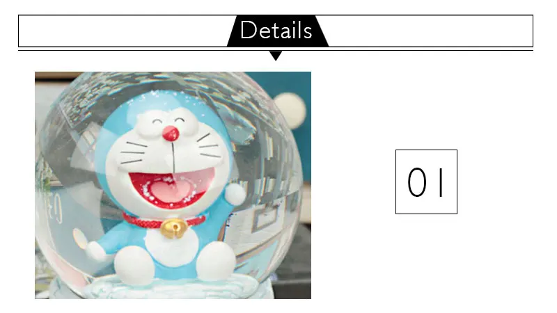 Мультфильм Doraemon освещает Кристальные снежинки шар музыкальная шкатулка из полимерного материала творческие новогодние подарки подарок на день рождения Домашний декор
