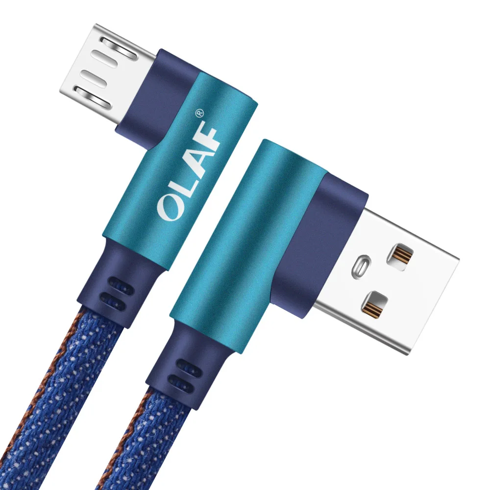 Синий Олаф 90 градусов микро USB кабель 5 в 2,4 А Быстрая зарядка данных шнур Microusb кабель для samsung Xiaomi Android кабели для мобильных телефонов - Цвет: Синий