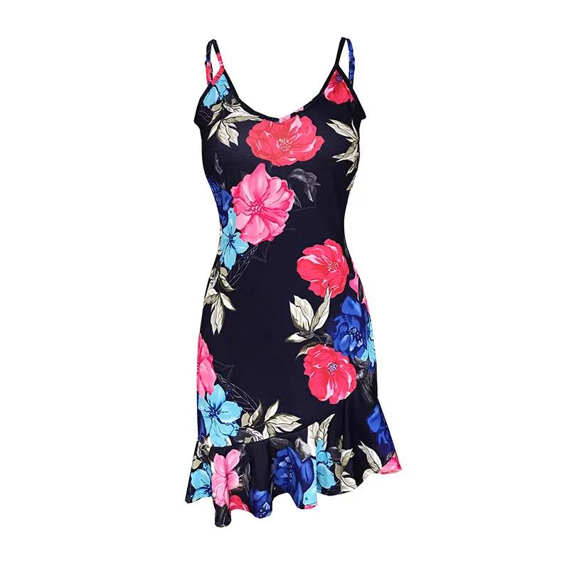 Летнее женское мини-платье на бретельках кружевной Цветочный Рисунок дамские