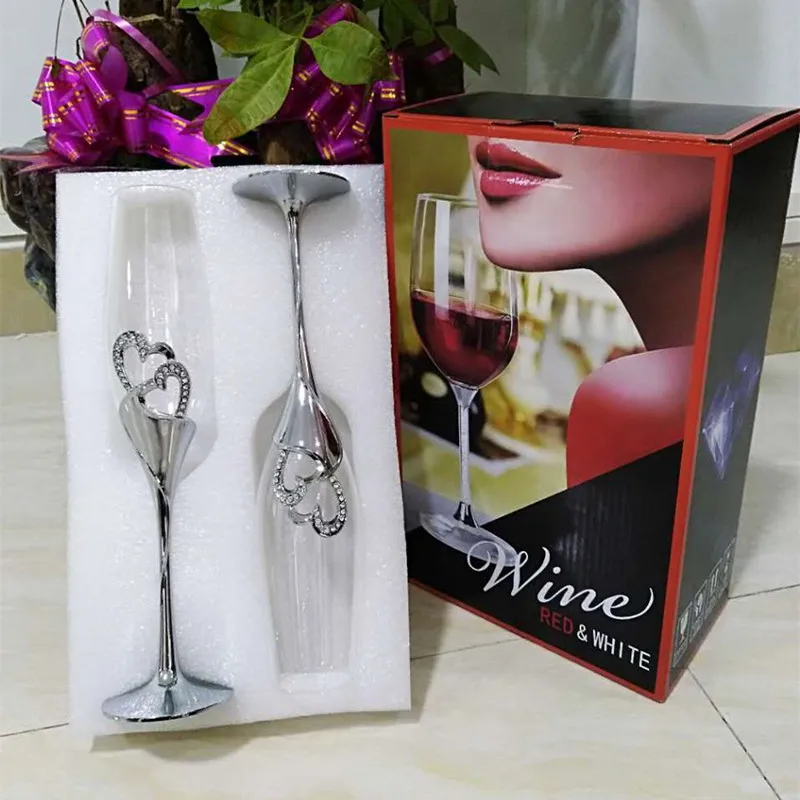 2 шт./компл. Свадебные бокалы с кристаллами для жарки шампанского флейты чашка