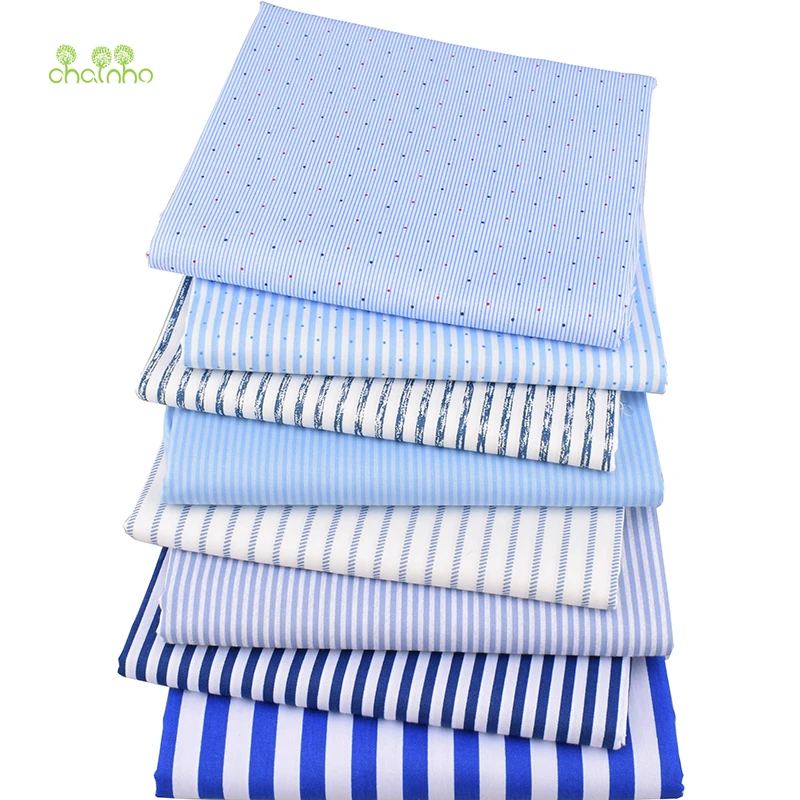 Chainho,Blue Stripe Series,Printed Twill Cotton Fabric,DIY Quilting Sewing/Tissue Of Baby&Child/Sheet,Pillow Material,1 Meter