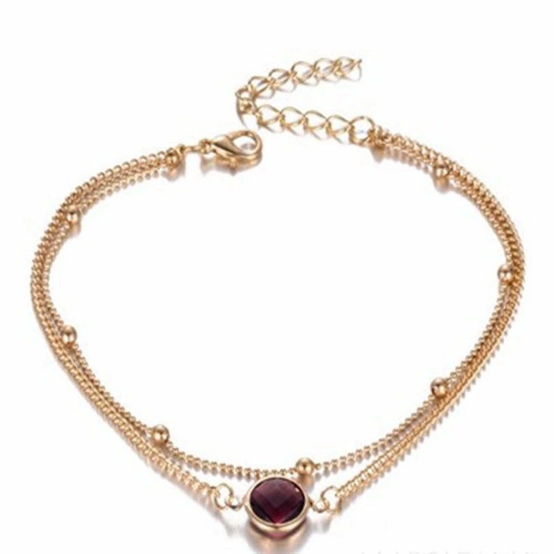 SHUANGR Boho браслет для щиколоток с камнем женские сандалии украшенные крючком