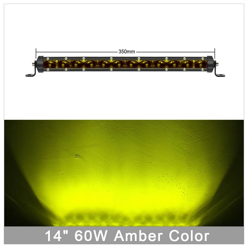 60W 14 Inch Amber 6D объектив Супер тонкая Светодиодная панель внедорожный 30 Вт 60 Вт 90 Вт 120 Вт 150 Вт для автомобиля УАЗ 12V 24V трактор внедорожник Грузовик Лодка 4WD 4x4 ATV Led Подсветка - Цвет: 60W 14 Inch Amber