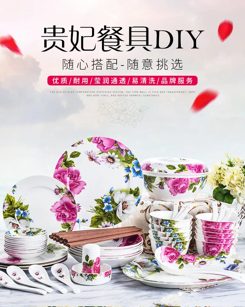Guci Tangshan костяная фарфоровая посуда, бытовая китайская пиала для риса, тарелка, ложка, фарфоровый суп, Рыбная тарелка