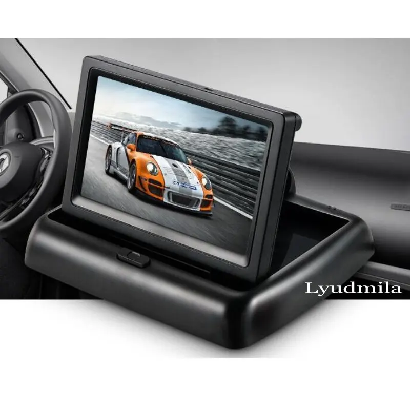 

4,3 дюймовый складной автомобильный монитор заднего вида, цветной ЖК-дисплей заднего вида TFT, экран для камеры заднего вида автомобиля, NTSC/PAL