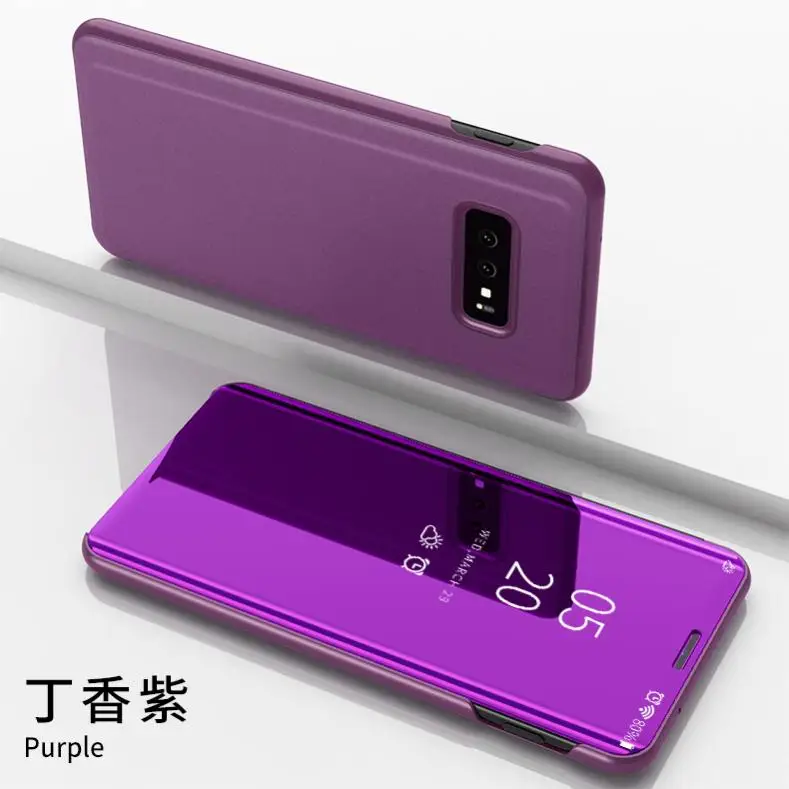 Для samsung Galaxy S10 S9 S8 Plus S10e S10Plus чехол тонкий модный зеркальный чехол для макияжа с подставкой кожаный чехол для смартфона