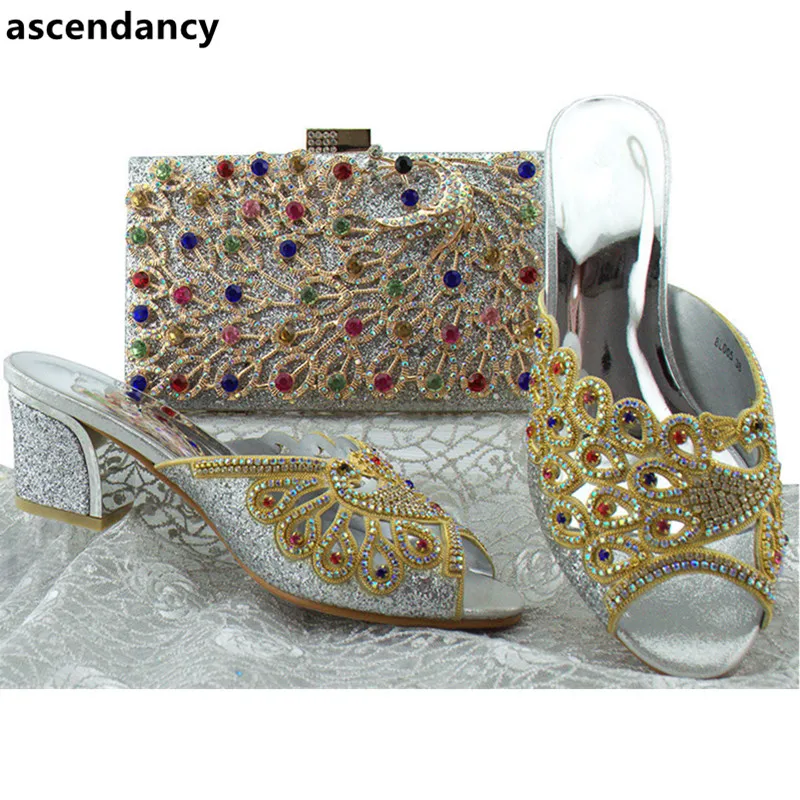 Новейший комплект из обуви и сумки в африканском стиле 2017 г. Итальянская обувь