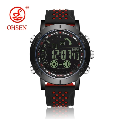 Red Smart Watch Новинка OHSEN мужские Смарт наручные Часы Шагомеры Bluetooth напоминание о звонке Будильник Секундомер модные защищенные часы для IOS Android системы - Цвет: Red Smart Watch
