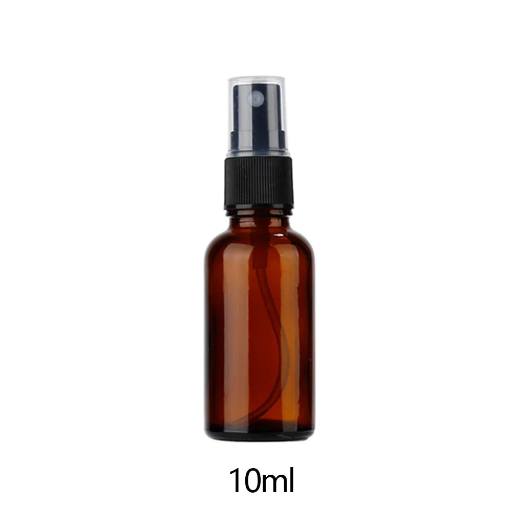 10PCS 10ML 5-50 мл портативная бутылка из янтарного стекла для путешествий многоразового использования, мелкий распылитель тумана, флаконы для эфирных масел, пустой косметический контейнер - Цвет: 10PCS 10ML