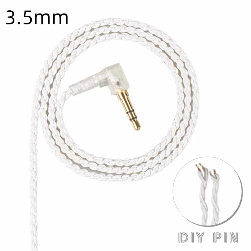 white 3.5mm FDBRO обновленный провод 2,5 мм 3,5 мм DIY Ремонт Замена наушников кабель посеребренный провод MMCX 2PIN 0,78 мм IM A2DC IE80 IE8I - Цвет: white 3.5mm