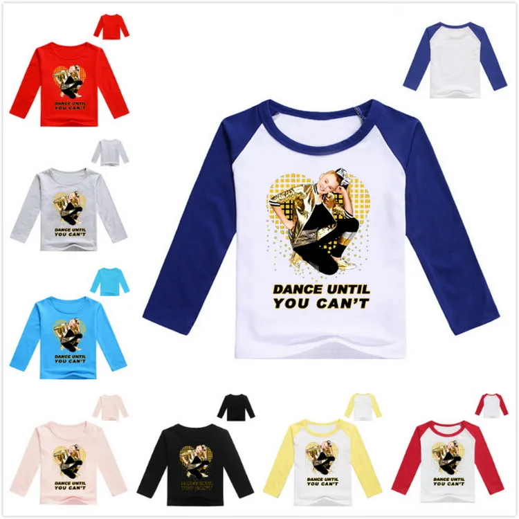 JOJO SIWA/Хлопковые футболки для девочек 2-14 лет, Весенняя футболка с длинными рукавами для детей, футболка для маленьких девочек, подростковые топы, детская одежда