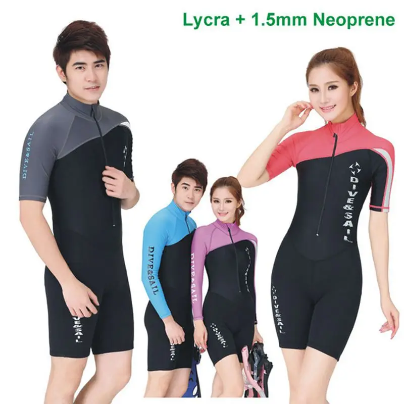

2017 summer 1.5mm Neoprene Long/Wetsuit One-Piece Lycra/Short Sleeve and Short Pants Diveskin Rash Guards 8 Designs XS to XXL