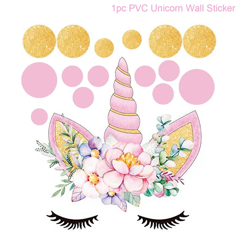 Unicorn Wall Sticker QIFU Unicornio украшения каваи Единорог вечерние Единорог день рождения Единорог вечерние принадлежности Unicornio тема юбилей воздушный шар Balon - Цвет: Unicorn Wall Sticker