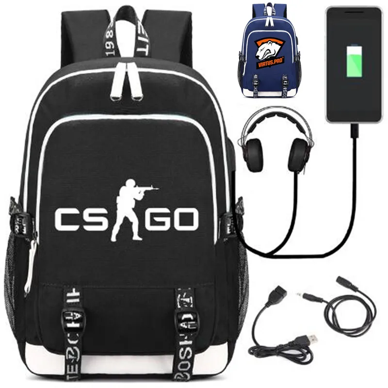 Рюкзак CS CSGO с USB портом и замком для подростков школьный дорожный ранец на плечо