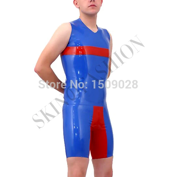 Бесплатная Доставка! Крутые латексные Бермуды для мужчин Боди без рукавов |