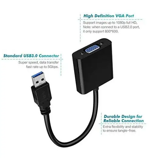 BOHYLOY USB в VGA адаптер 3 0 мульти-дисплей видео конвертер-ПК ноутбук Windows 7/8/8. 1/10 |