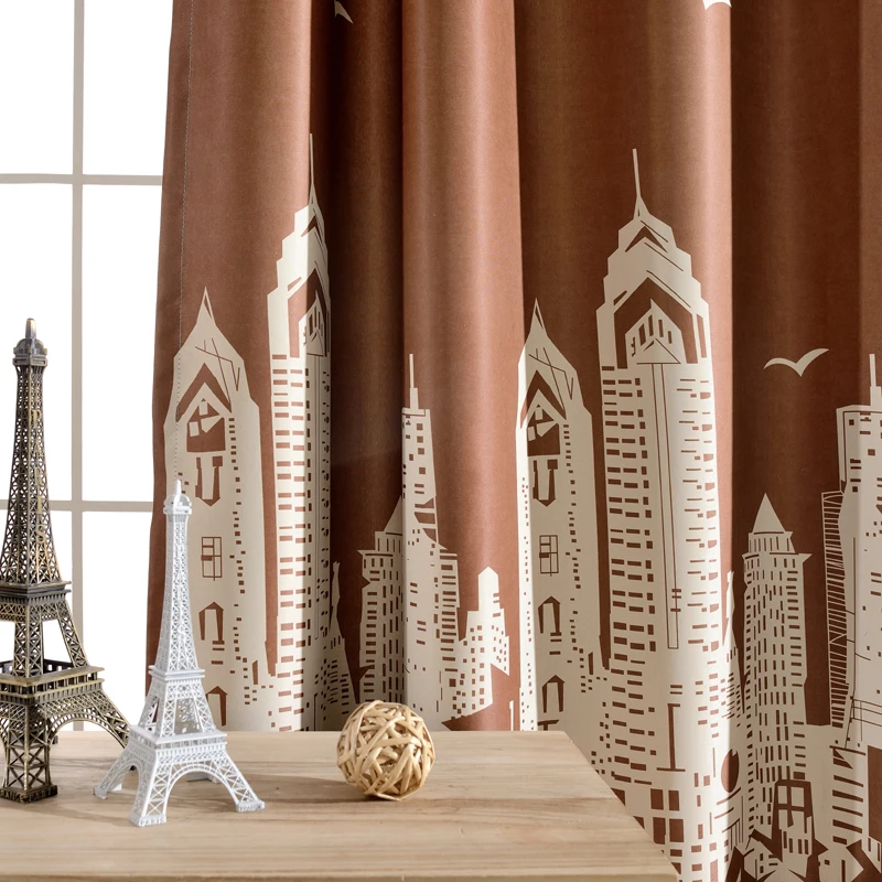 Голубые шторы с мультяшным замком прозрачная вуаль для детской комнаты