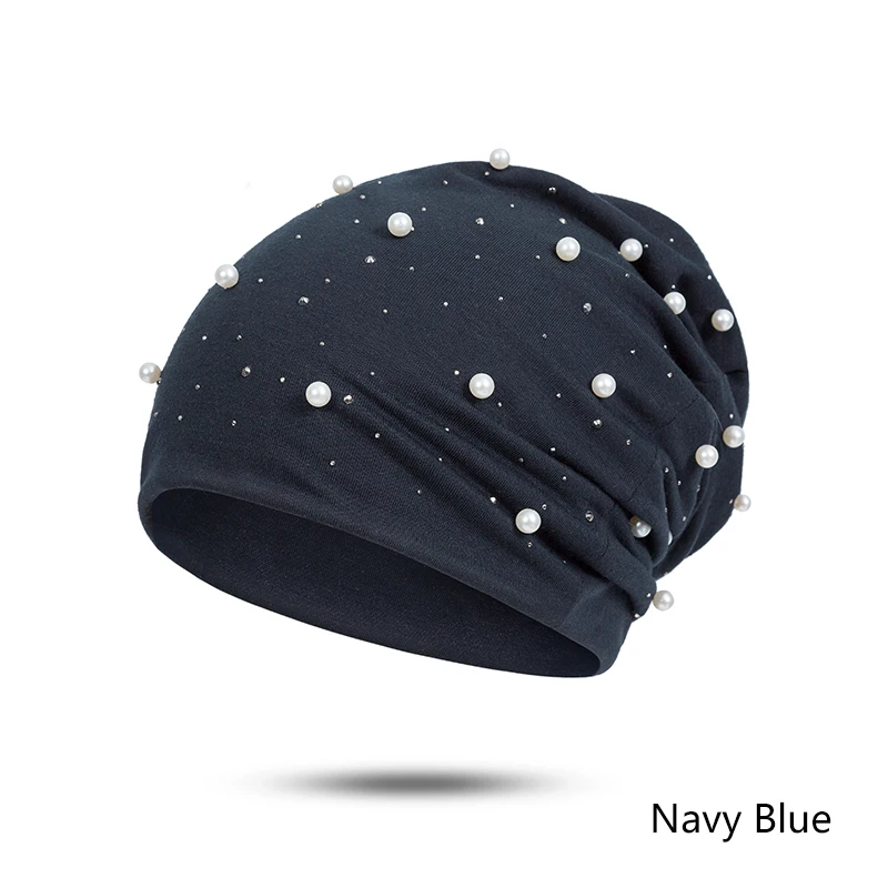 SuperB& G Новые Модные женские осенне-зимние Skullies Beanies Hat Shine Pearl Стразы Beanies шапки шапочка в стиле кэжуал Gorros - Цвет: A