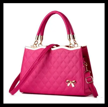 Zhe Ren Arco de Alta calidad mujeres bolso de cuero de la Marca del partido de tarde Bolso Crossbody totes el bolso de Hombro del enrejado de cuero suave de las mujeres sac - Цвет: Red rose