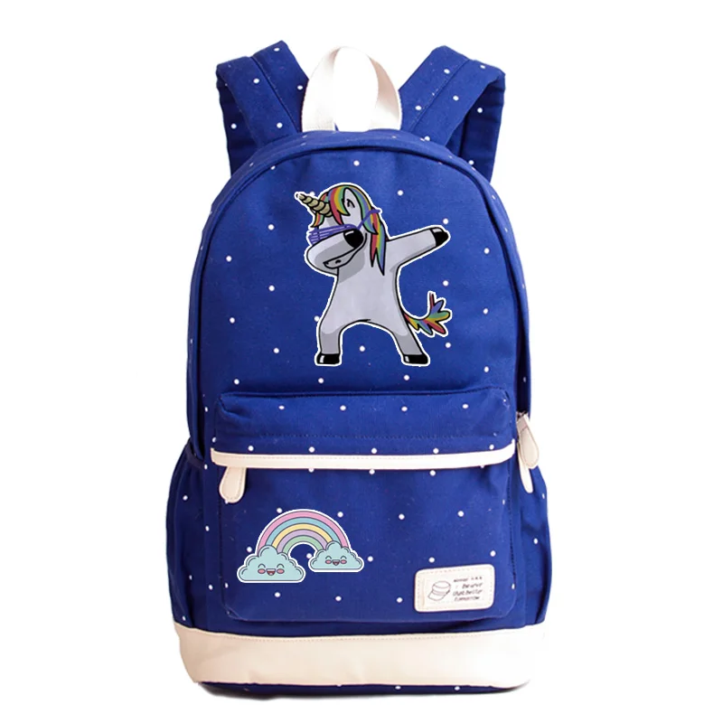 New Summer Style Rainbow Unicorn Printing Backpack Canvas School Bags for Teenage Girls Candy Color Women Backpack Rucksack