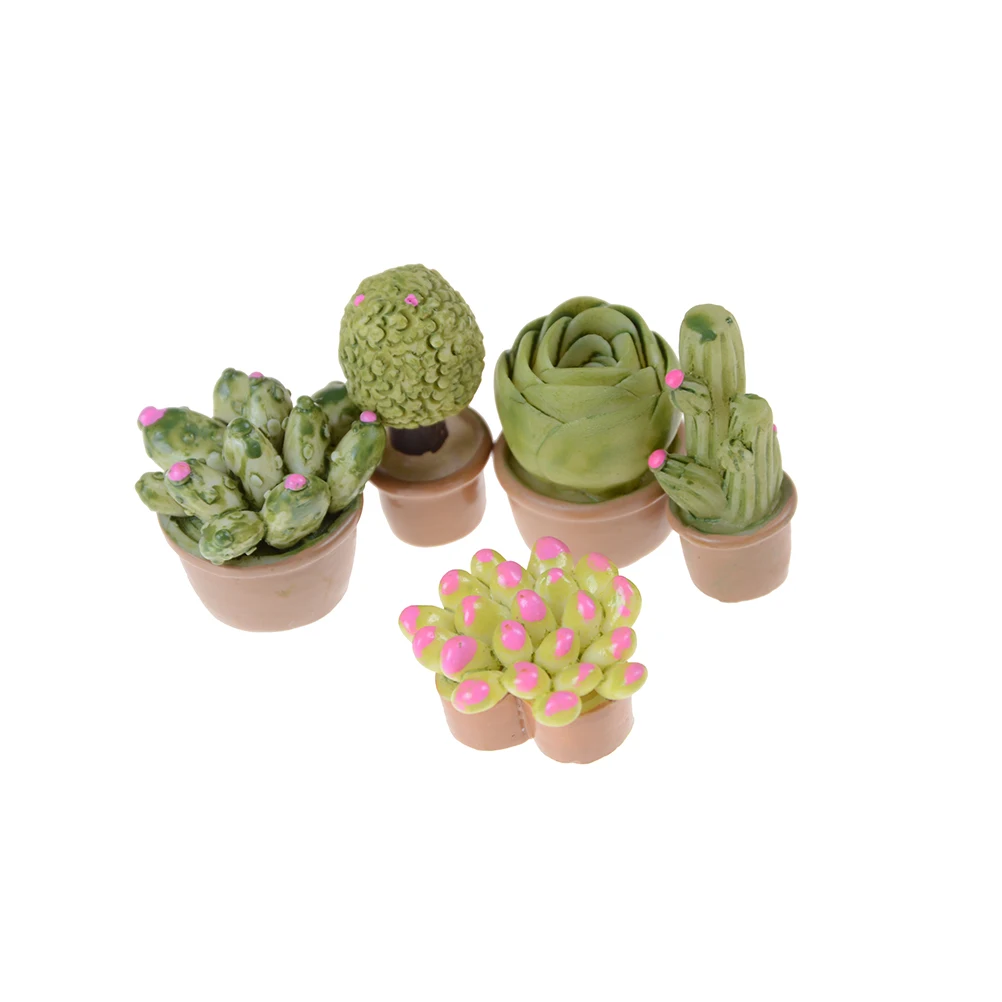 

1PCS 1:12 Mini Miniature Green Plant In Pot For Dollhouse Furniture Decoration Succulent plants