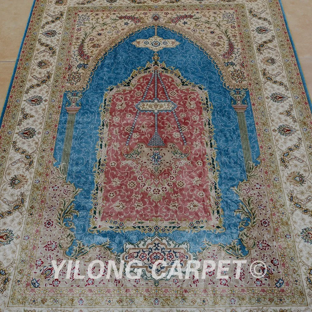 Yilong 3 'x5' персидкий Шелковый Молитвенный Ковер фиолетовый ручной работы