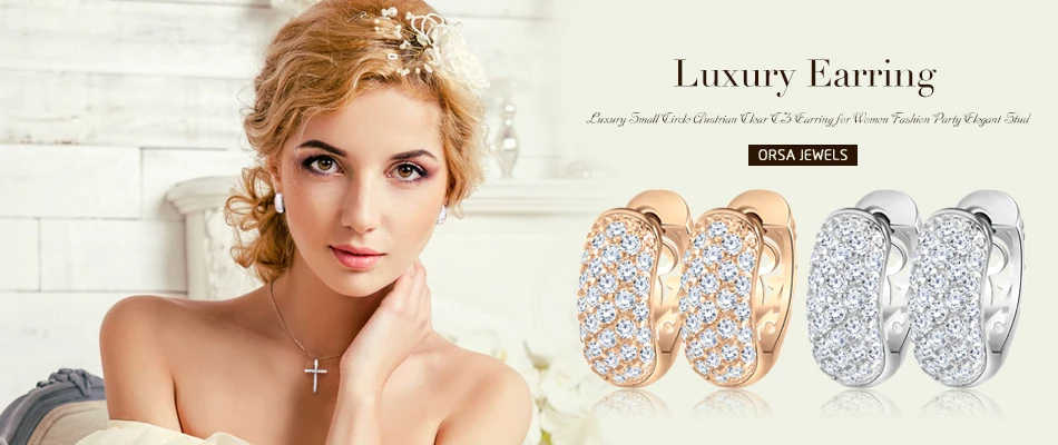 ORSA JEWELS роскошные маленькие круглые Австрийские прозрачные CZ серьги для женщин модные вечерние элегантные серьги-гвоздики ювелирные изделия OME22