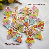 mixed color ice cream cartoon buttons colorful wood scrapbooking buttons craft decrative accessories wholesale