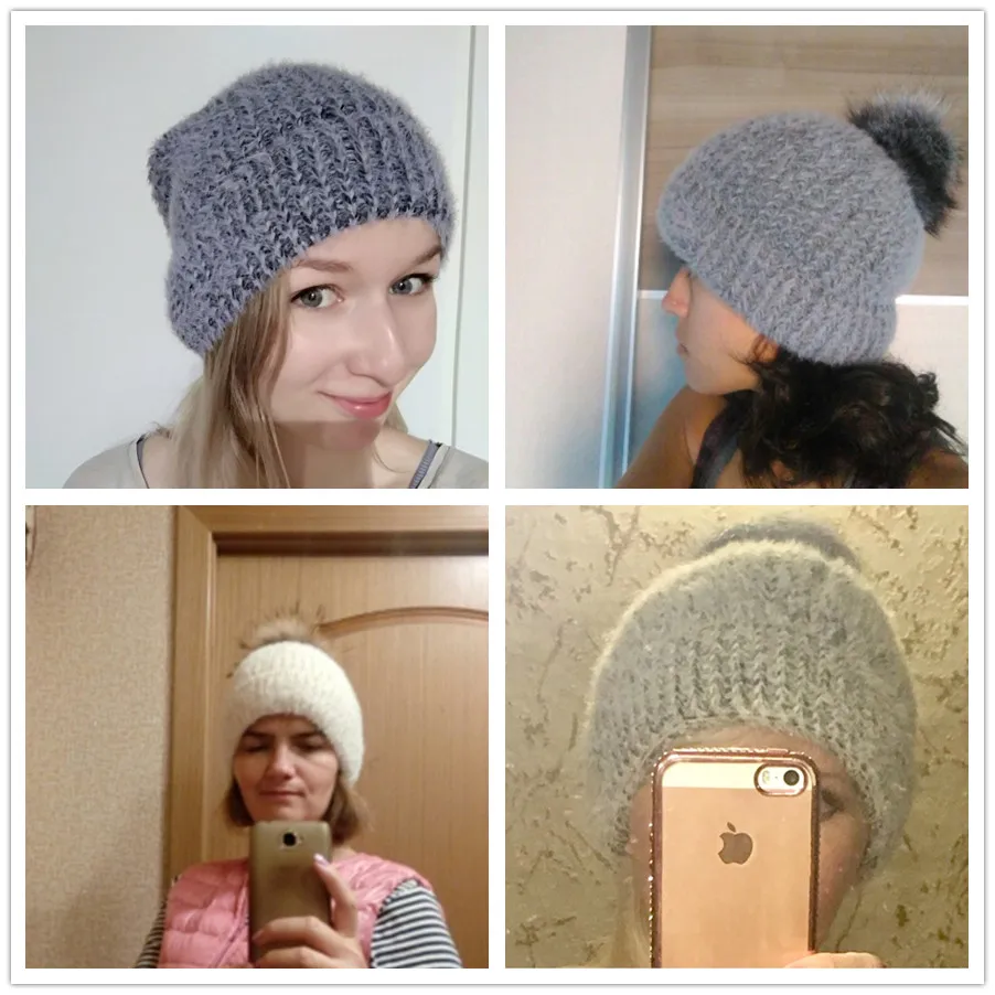 Женская зимняя шапка с помпоном из лисьего меха|Женские Skullies и шапочки| |