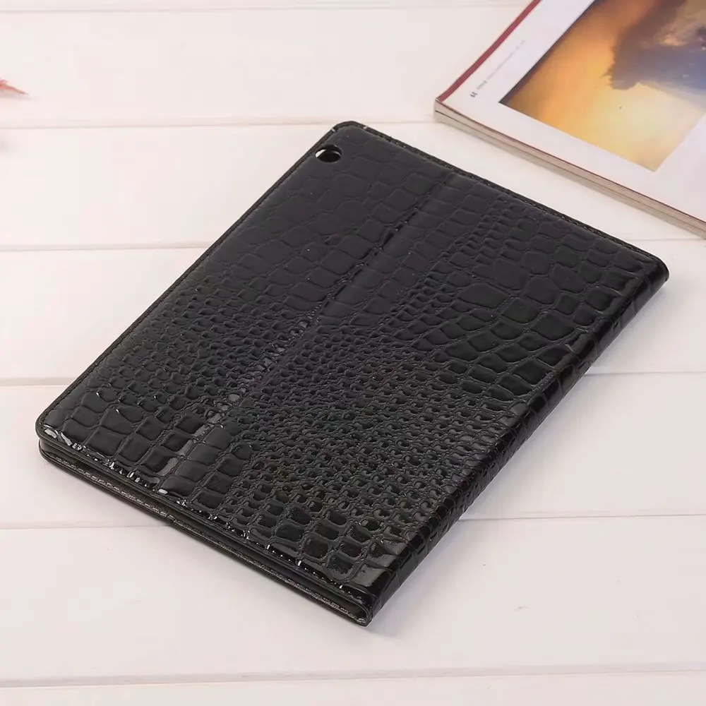 ПУ крокодиловая кожа Чехол-подставка для huawei MediaPad T3 10 9,6 дюймов AGS-L09 AGS-W09 чехол для AGS-L03 чехол для планшета+ пленка+ стилус - Цвет: Черный