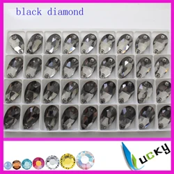 black diamond shipping56pcs 10,5x18 мм все цвета груша формой похож на различных цветов пришить кристаллов с 2 отверстиями, с плоской задней частью ювелирные изделия в виде капли бусины - Цвет: black diamond