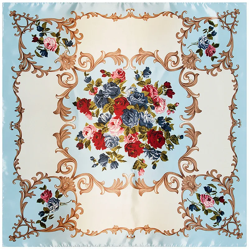 Модный шарф для женщин роскошный бренд цветочный хиджаб с розами шелковая