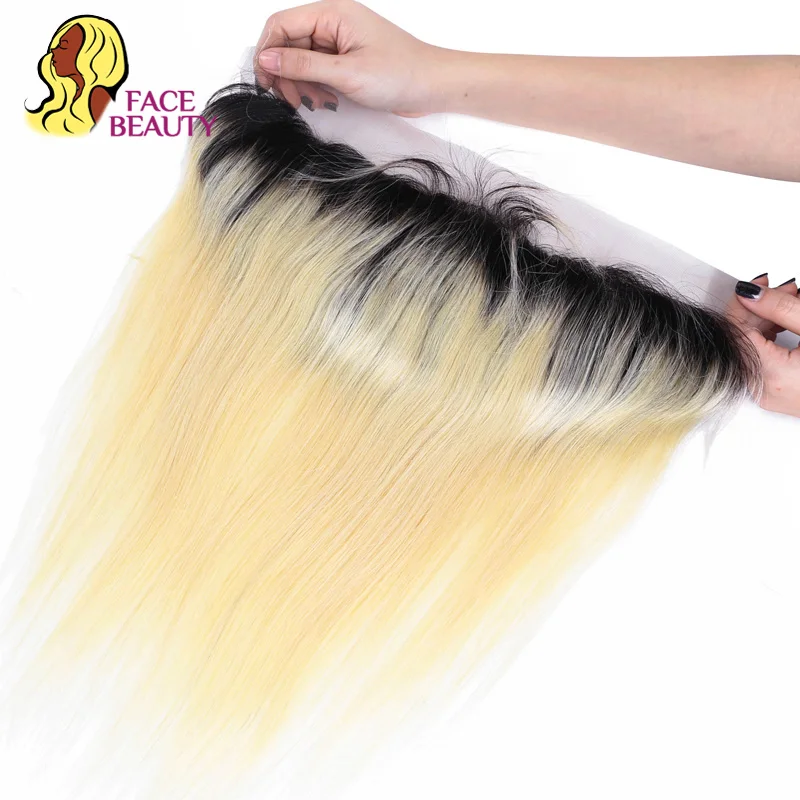 Волосы Facebeauty прямые бразильские Remy человеческие волосы Ombre 1b/613 блонд 13*4 Кружева
