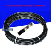 hq bw01 black pvc plastic coated stainless steel 304 wire rope cable 1mm 6mm diameter after coating