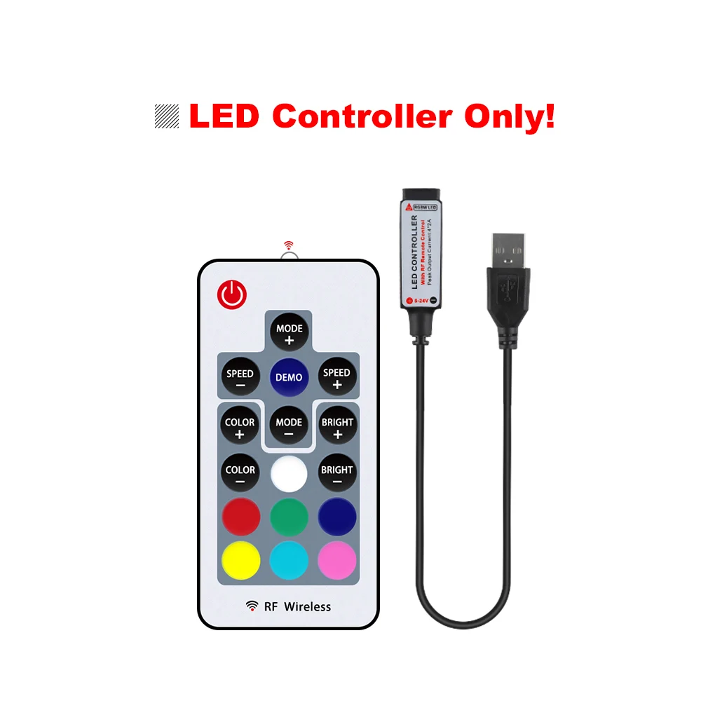 LED Controller Only 5 V/RGBW/RGBWW Светодиодные ленты 17 пульта дистанционного управления usb-кабель Мощность гибкий светильник настольную лампу Экран ТВ фон светильник ing 50 см 1/2/3/4 м - Испускаемый цвет: LED Controller Only