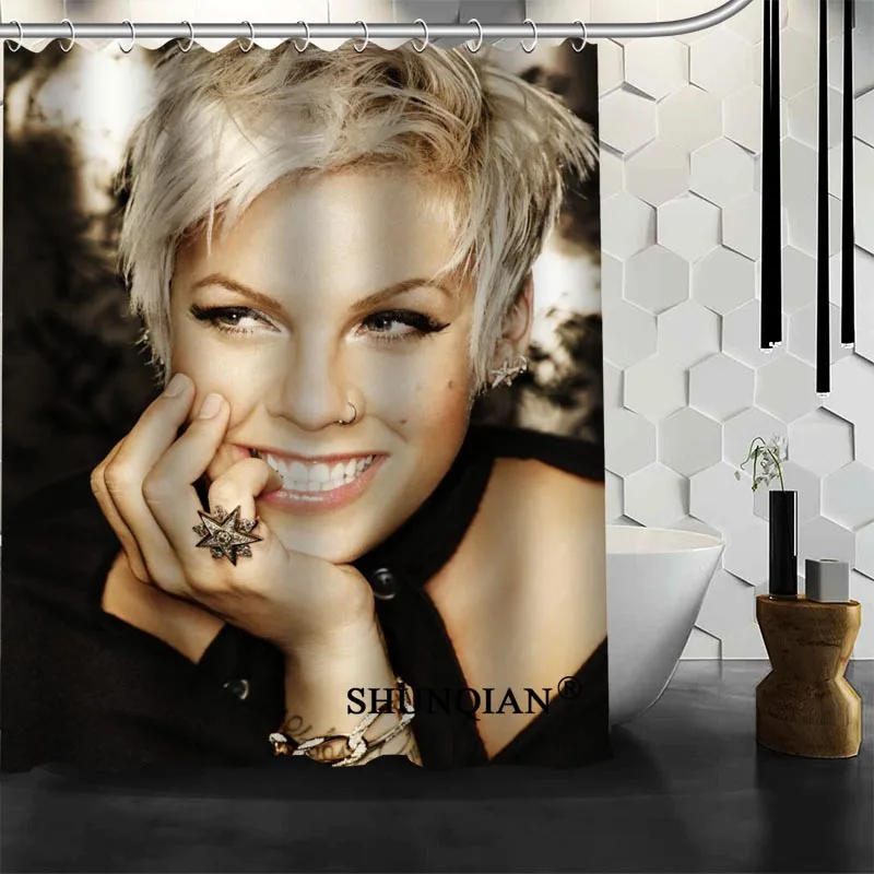 Новое поступление P!NK душ Шторы полиэстер ткань печати Ванная комната