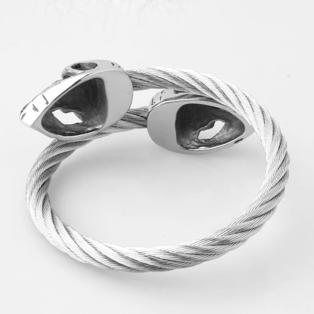 Мужской Браслет-манжета из нержавеющей стали серебристого цвета с двойным