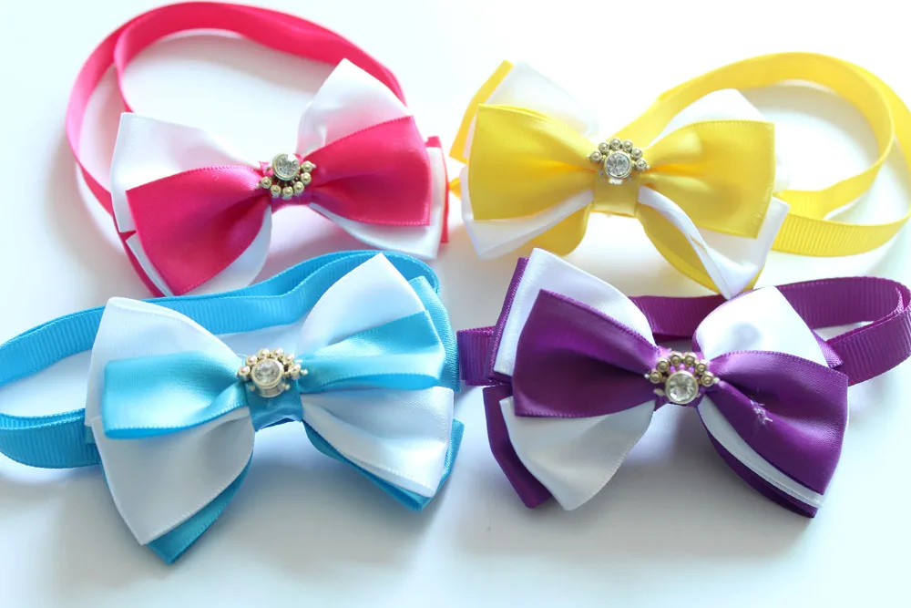 50 шт. бабочки для домашних собак Галстуки Стразы Ribbom галстуки галстук бабочка