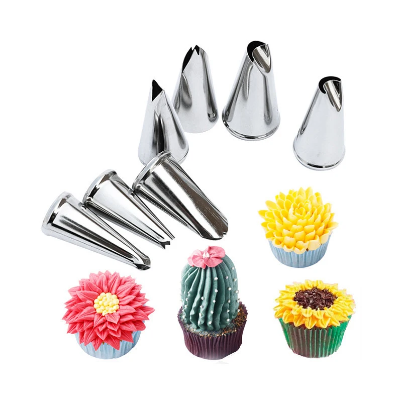 

7pcs/set Icing Piping Nozzles Premium Stainless Steel Cake Decorating Tools for Flower Cake Cream Bakeware Piping Tips