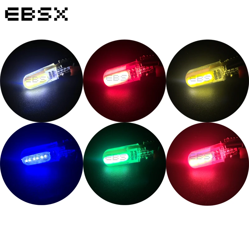 EBSX 10 шт. 12VDC T10 COB 12 чипов силиконовый чехол 194 W5W автомобильный парковочный