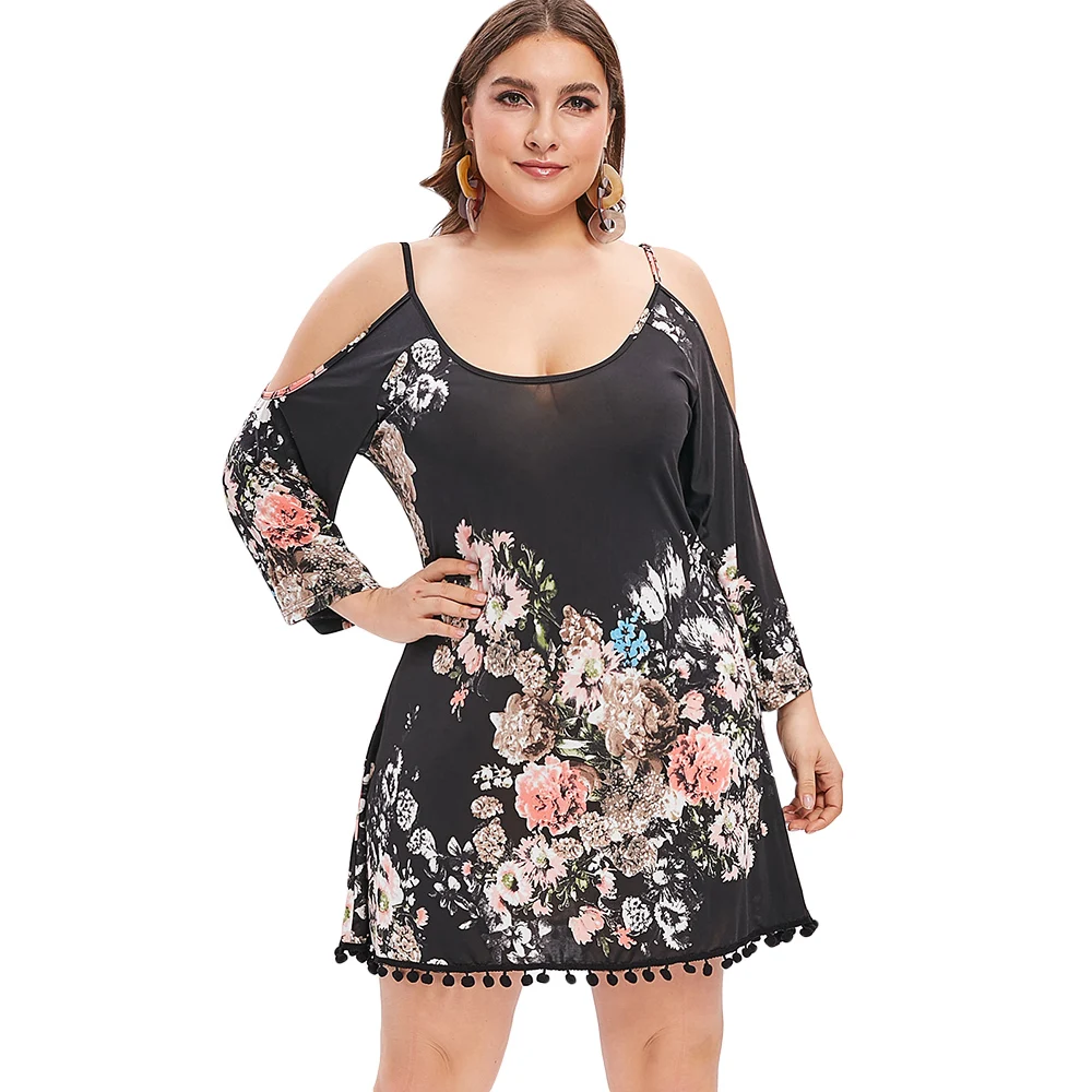 COSMERA платье с открытыми плечами и цветочным принтом сезон лето-весна прямое