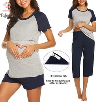 pajamas set for pregnant women maternity sleepwear nursing clothes summer cotton breastfeeding nightwear home wear topsshorts