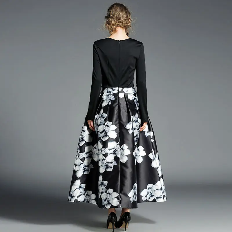 2018 элегантные весенние Винтаж цветок Цветочный принт платье халат туника с