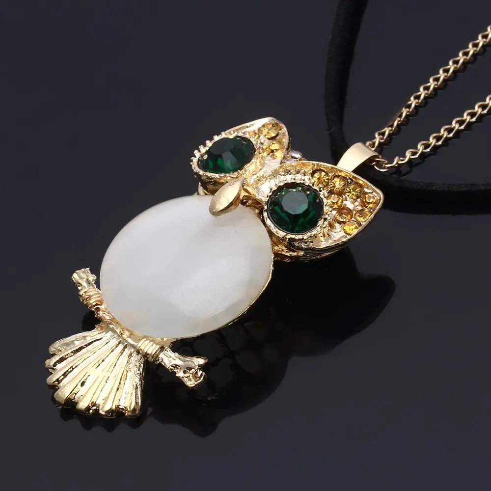 Горячий теперь золото длинное ожерелье цепь хрустальная сова ретро ювелирные Mix