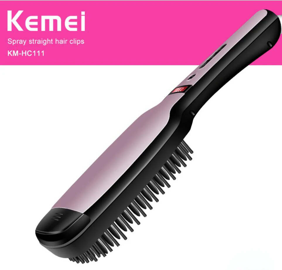 Kemei Выпрямитель для волос щетка Электрический паровой спрей ЖК-дисплей быстрый нагрев Уход за волосами гребень сплав утюги для волос для женщин N30C