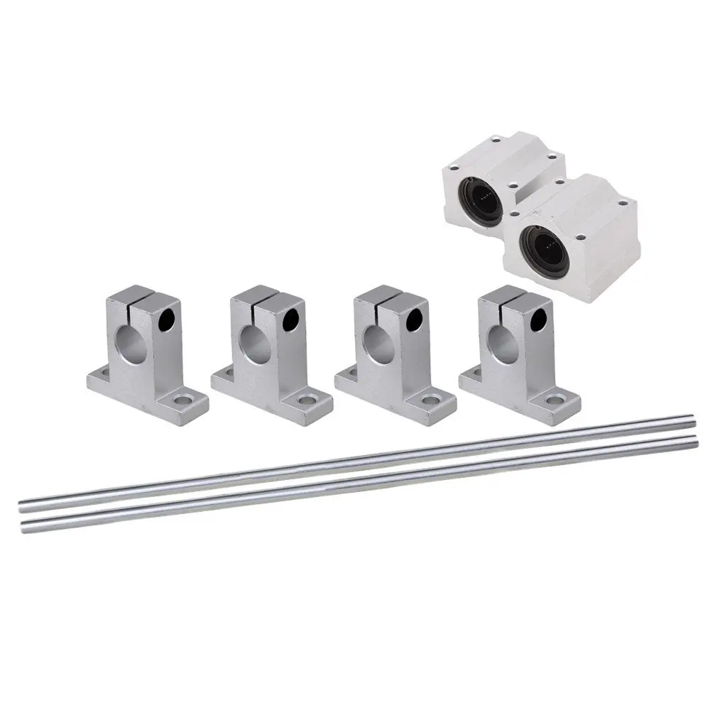 

Silver 12MM Dia Cylinder Linear Shaft Optical Axis L500mm&CNC Ball Slide Units Linear Rail Support with Linear Bearing Set of 8