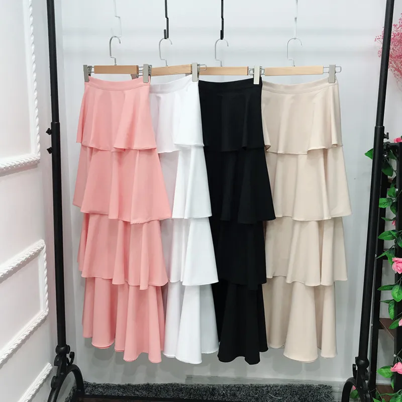 Мусульманская юбка с оборками Faldas Mujer Moda летняя Турецкая длинная макси высокой