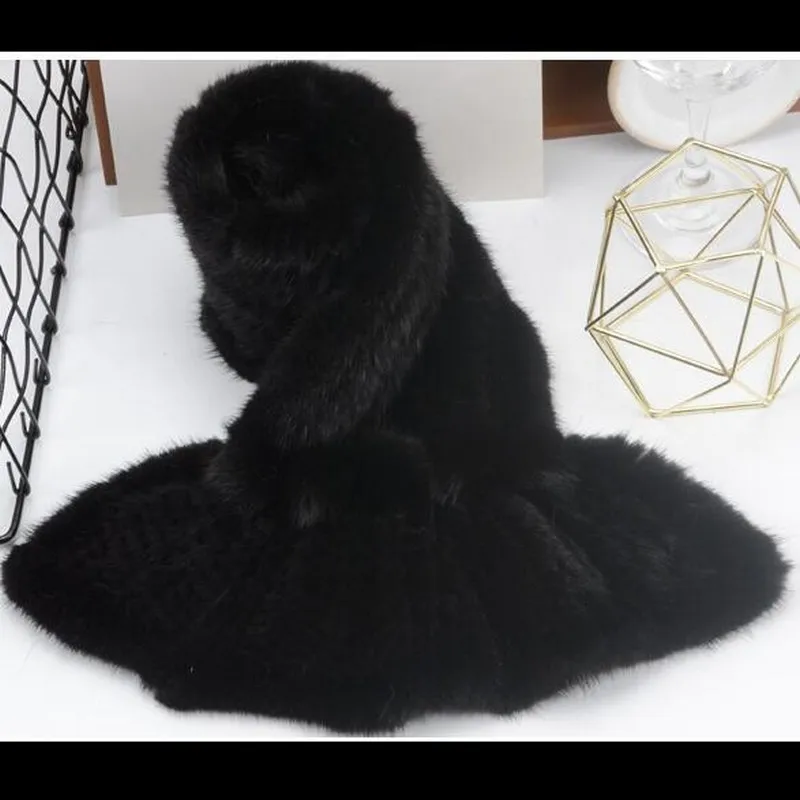 Шарфы-муфты из меха норки Glaforny 2019 для женщин вязаные, 100% настоящие, в корейском стиле на зиму.